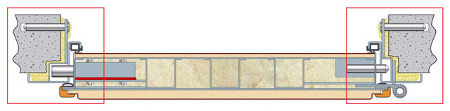 Конструкция ДС с наружной отделочной панелью 16 мм с деревянным монтажным уголком и внутренней отделочной панелью 8 мм